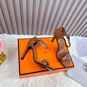 Hermes Judy Sandals Brown Heel 10cm - 4