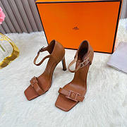 Hermes Judy Sandals Brown Heel 10cm - 3