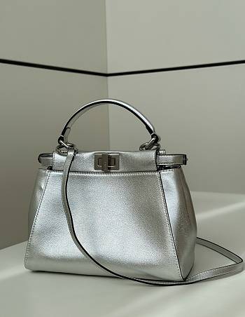 Fendi Peekaboo ISeeU Petite Silver Bag 23x9x20cm