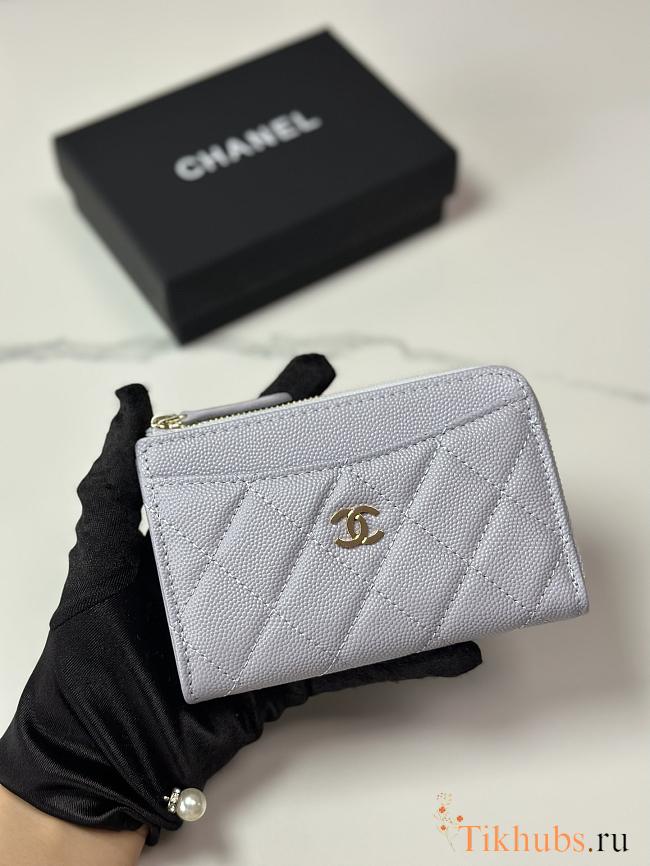 Chanel Card Holder Purple Caviar Gold 12x7.5x2.5cm - 1