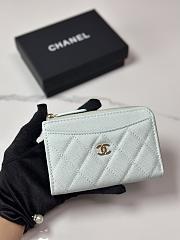 Chanel Card Holder Light Green Caviar Gold 12x7.5x2.5cm - 1