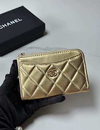 Chanel Card Holder Lambskin Gold 12x7.5x2.5cm