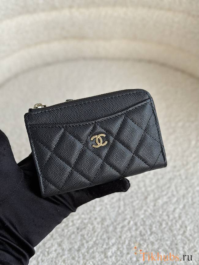Chanel Card Holder Black Caviar Gold 12x7.5x2.5cm - 1