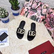 Dolce & Gabbana DG Black Patent Slides - 1