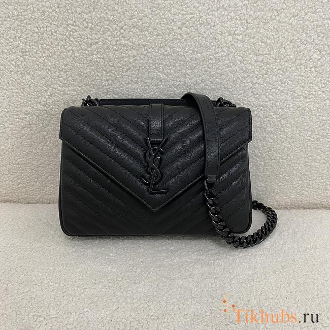 YSL College Medium Quilted Leather Full Black 24cm - 1