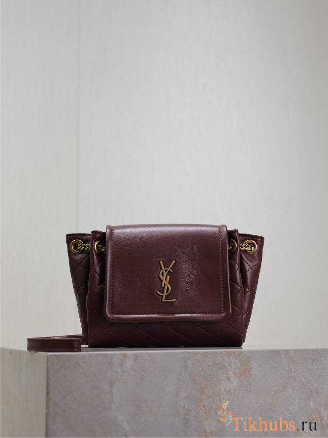 YSL Mini Nolita In Lambskin Red Wine 18x13x6cm - 1