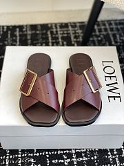 Loewe Petal Belt Flat Sandal Red Wine Vegetable-tanned - 1