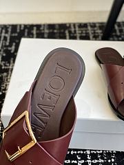 Loewe Petal Belt Flat Sandal Red Wine Vegetable-tanned - 5