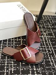 Loewe Petal Belt Flat Sandal Red Wine Vegetable-tanned - 2