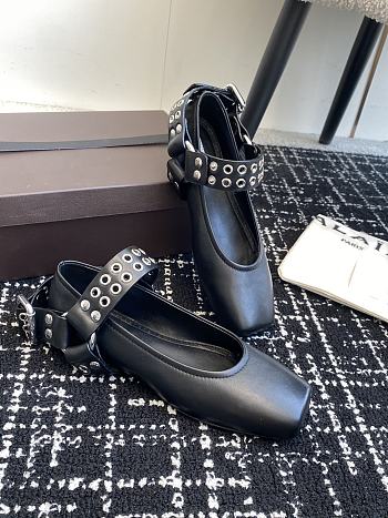 Alaia Black Biker Flat Ballet Flats