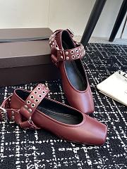 Alaia Red Wine Biker Flat Ballet Flats - 1