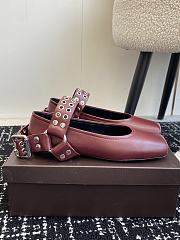 Alaia Red Wine Biker Flat Ballet Flats - 4