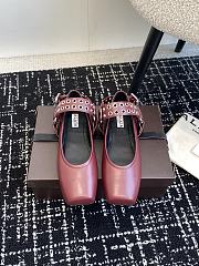 Alaia Red Wine Biker Flat Ballet Flats - 2