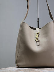 YSL Le 5 À 7 Large Grained Leather Dusty Grey 30x31x13cm - 4