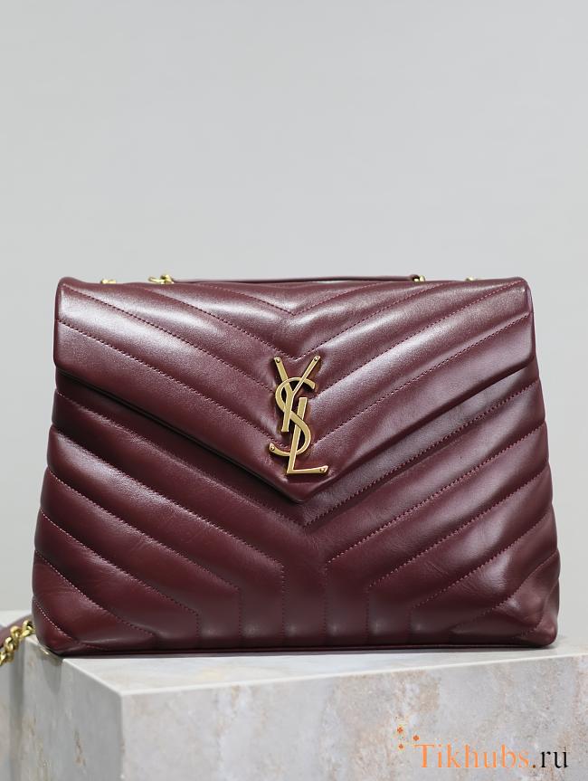 YSL Loulou Bag Red Wine Gold 31x23x10cm - 1