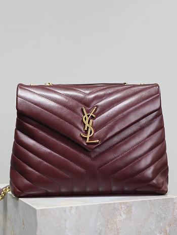 YSL Loulou Bag Red Wine Gold 31x23x10cm