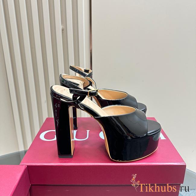 Gucci Platform Sandal Black Patent Heel 11cm - 1