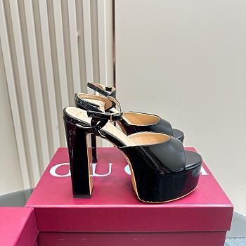 Gucci Platform Sandal Black Patent Heel 11cm