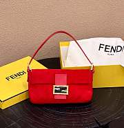 Fendi Baguette Bag Red Suede 27x15x6cm - 1