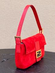 Fendi Baguette Bag Red Suede 27x15x6cm - 4