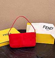 Fendi Baguette Bag Red Suede 27x15x6cm - 3