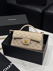 Chanel Mini Flap Bag Handle Lambskin Gold Beige 20x14x5.5cm - 1