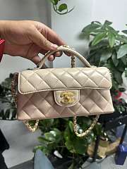 Chanel Mini Flap Bag Handle Lambskin Gold Beige 20x14x5.5cm - 6