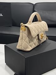 Chanel Mini Flap Bag Handle Lambskin Gold Beige 20x14x5.5cm - 5