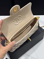 Chanel Mini Flap Bag Handle Lambskin Gold Beige 20x14x5.5cm - 4