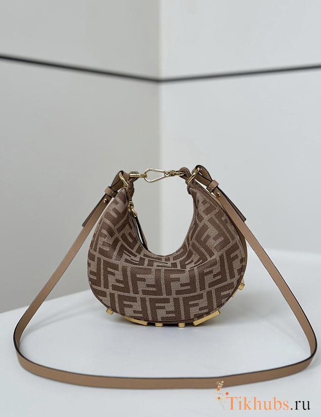 Fendi Fendigraphy Mini Beige FF Fabric Bag 20x13x7.5cm - 1