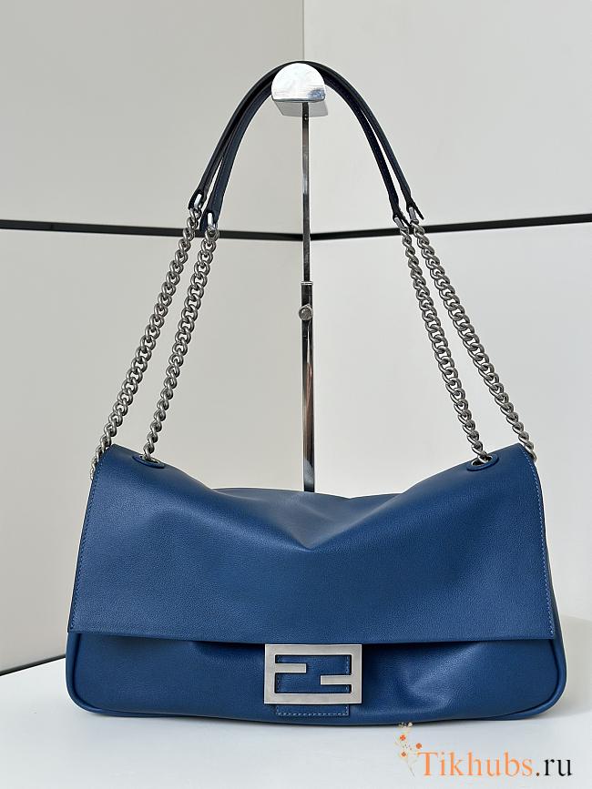 Fendi Baguette Chain Large Blue Leather Bag 38x21x7cm - 1