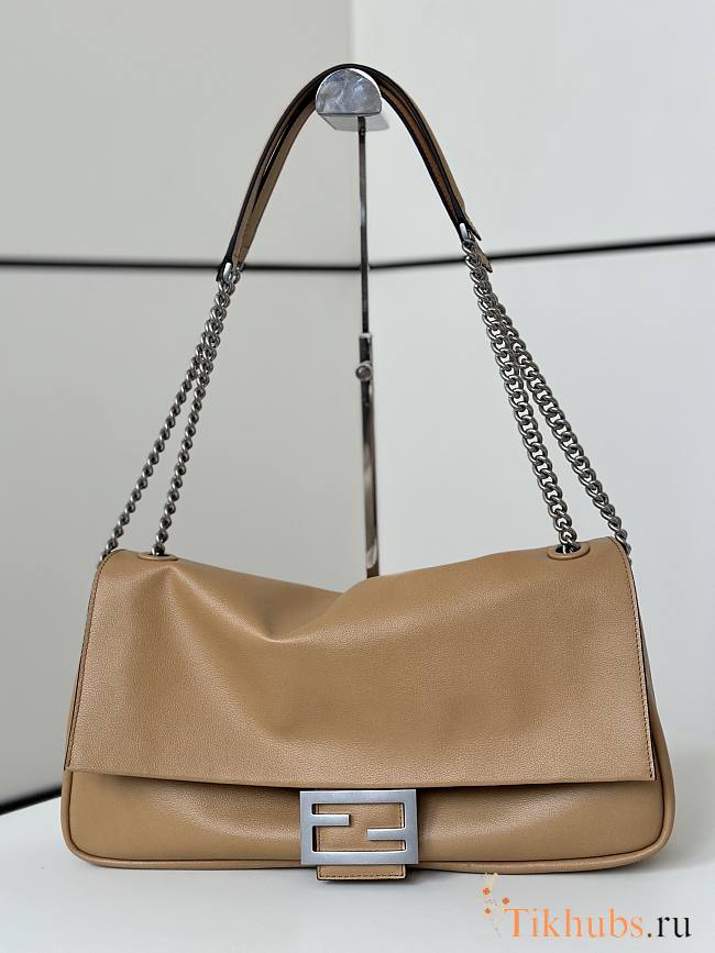 Fendi Baguette Chain Large Beige Leather Bag 38x21x7cm - 1