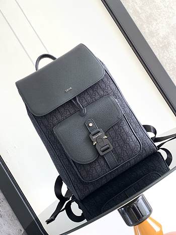 Dior Saddle Backpack With Flap Black 41x26.5x14.5cm