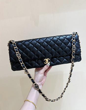 Chanel Flap Bag Clutch Black Lambskin Gold 38cm