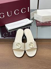 Gucci White Patent Slides - 2