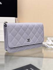 Chanel Wallet On Chain Woc Light Purple Caviar Silver 19cm - 3