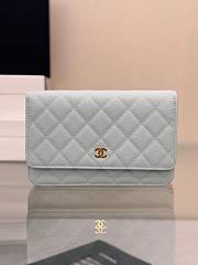 Chanel Wallet On Chain Woc Light Blue Caviar Gold 19cm - 1