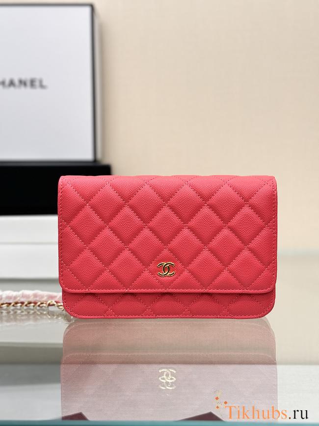 Chanel Wallet On Chain Woc Neon Pink Caviar Gold 19cm - 1