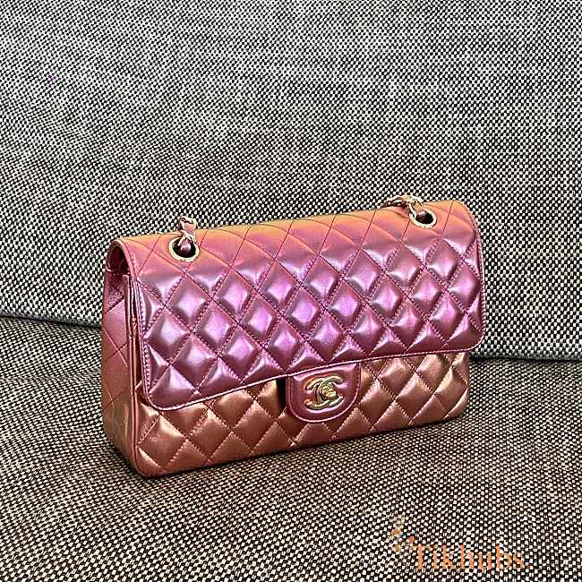 Chanel Medium Flap Bag Iridescent Pink 25cm - 1