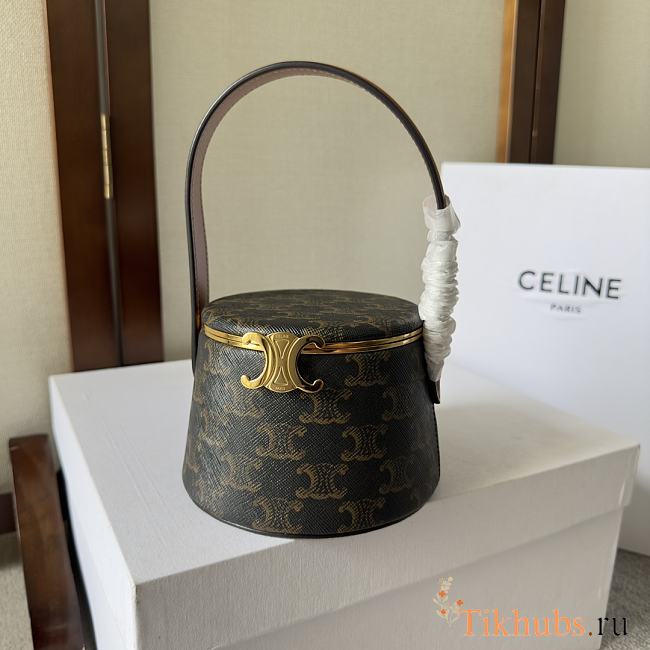 Celine Nina Minaudiere Lambskin Triomphe Canvas 13x9x13cm - 1