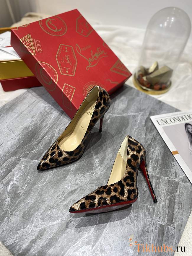 Christian Louboutin Kate Patent Beige Leopard Pump 10cm - 1