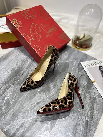 Christian Louboutin Kate Patent Beige Leopard Pump 10cm