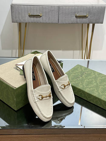 Gucci Horsebit White Loafer