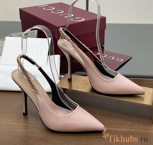 Gucci Signoria Slingback Pump Pink Leather Heel 10.5cm - 1