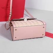 Valentino Vsling Raffia Leather Shoulder Bag Pink 25x15x11cm - 6