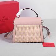 Valentino Vsling Raffia Leather Shoulder Bag Pink 25x15x11cm - 5