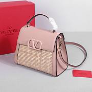 Valentino Vsling Raffia Leather Shoulder Bag Pink 25x15x11cm - 3