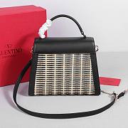 Valentino Vsling Raffia Leather Shoulder Bag Black 25x15x11cm - 5