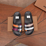 Burberry Colorblock Check Slides In Black - 1