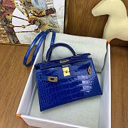 Hermes Kelly 19 Bag Blue Crocodile Gold 19cm - 5